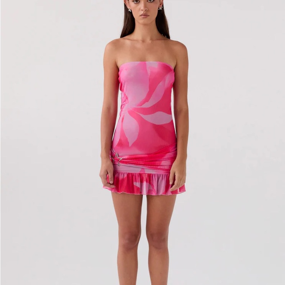 NWT Peppermayo neon pink bess mesh mini dress size 6